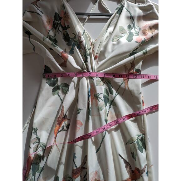 Hope Ivy Maxi Dress Kimono Maternity Bird Swallow Floral Tropical Cream Size 4 - Picture 14 of 14